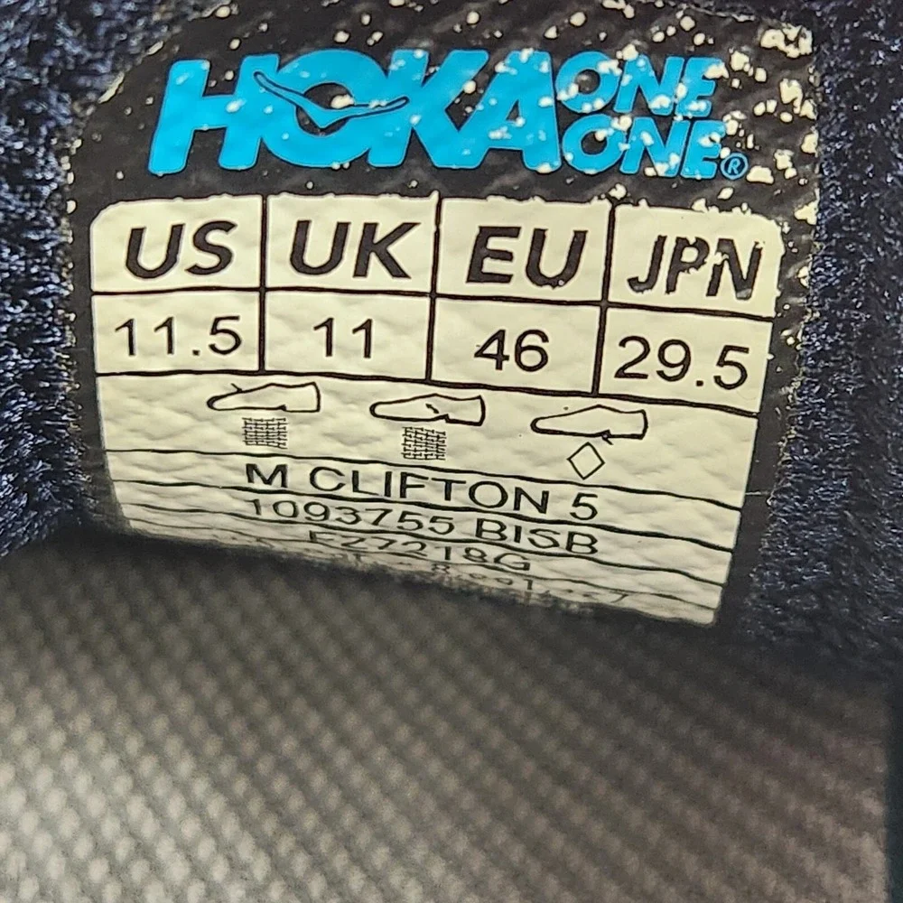Hoka One One Clifton‎ 5 Running Shoes Mens 11.5 Blue Sneakers 1093755 BISB